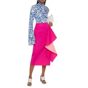 REJINA PYO NWT 
Maude Ruffled Textured-Poplin Pink Midi Skirt in Sz 2